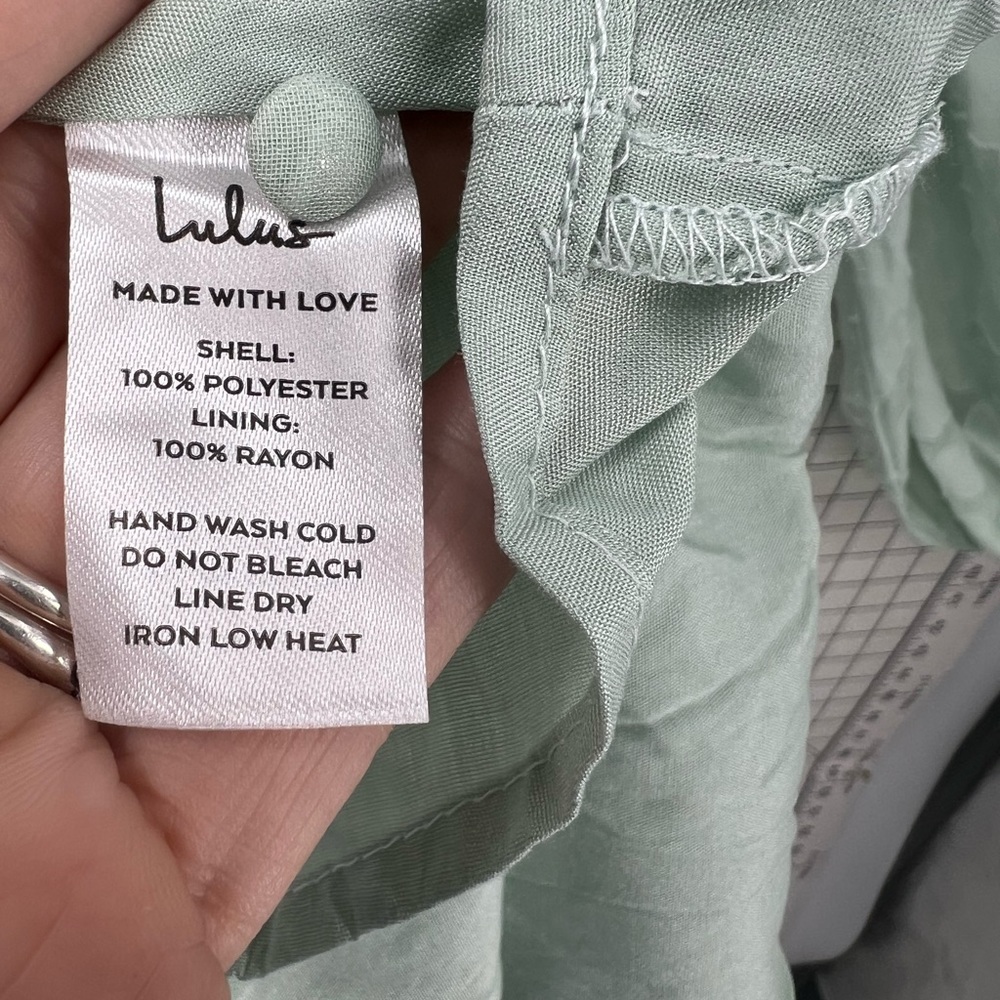 LULU’S Tomorrow and Always Light Sage Green Burnout Floral Mini Dress L - Picture 12 of 15